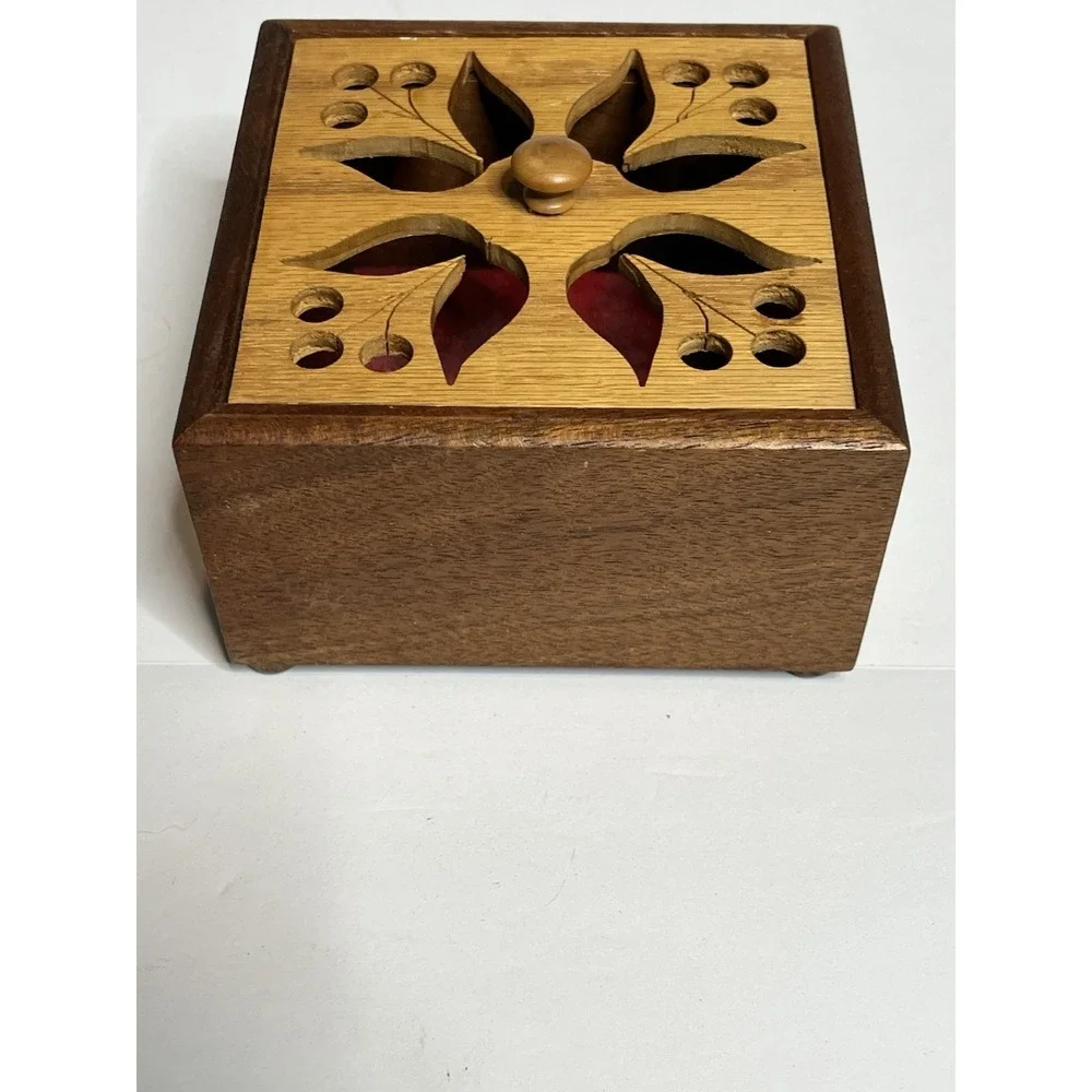 Vintage Handmade Wood Trinket Box